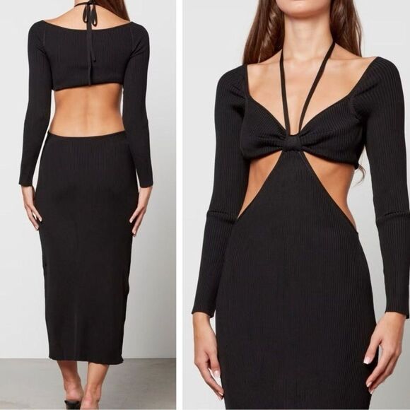 Cult Gaia NEW Small Enzo Ribbed Maxi Dress Cutout Bodycon Minimalist Sexy Party - Picture 4 of 11